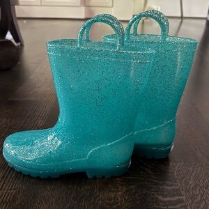 Sparkly Blue Rain Boots Girls size 2
